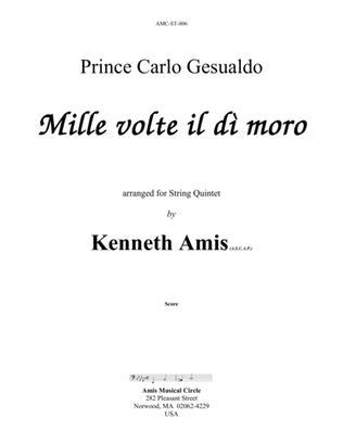 Book cover for Mille volte il dì moro (for string quintet)