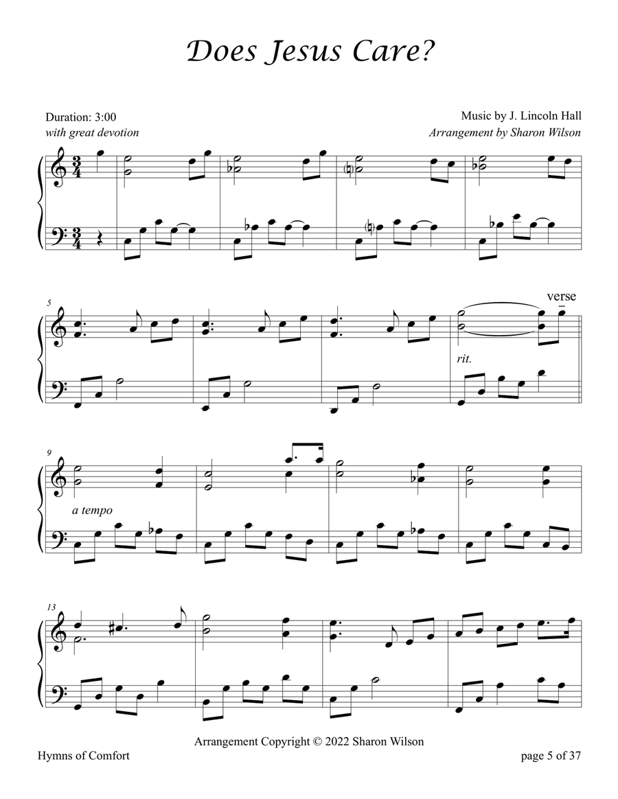 Hymns of Comfort: Music for Funerals and Memorial Services (A Collection of 10 Piano Solos) Piano Solo scores gallery preview page 5