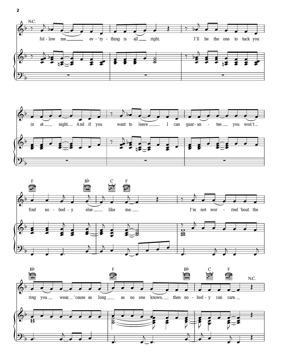 Follow Me Piano, Vocal, Guitar scores gallery preview page 2