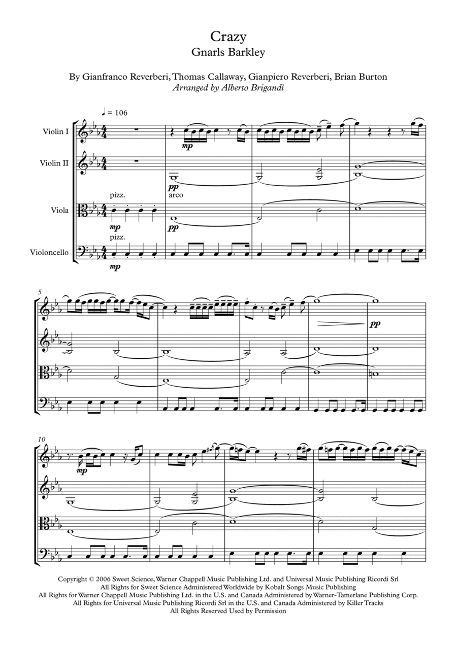 Crazy Crazy String Quartet scores gallery preview page 1