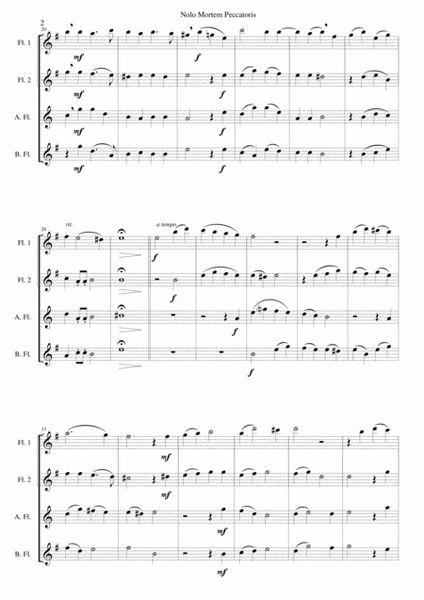 Nolo mortem peccatoris (I do not wish a sinner to die) for flute quartet image number null