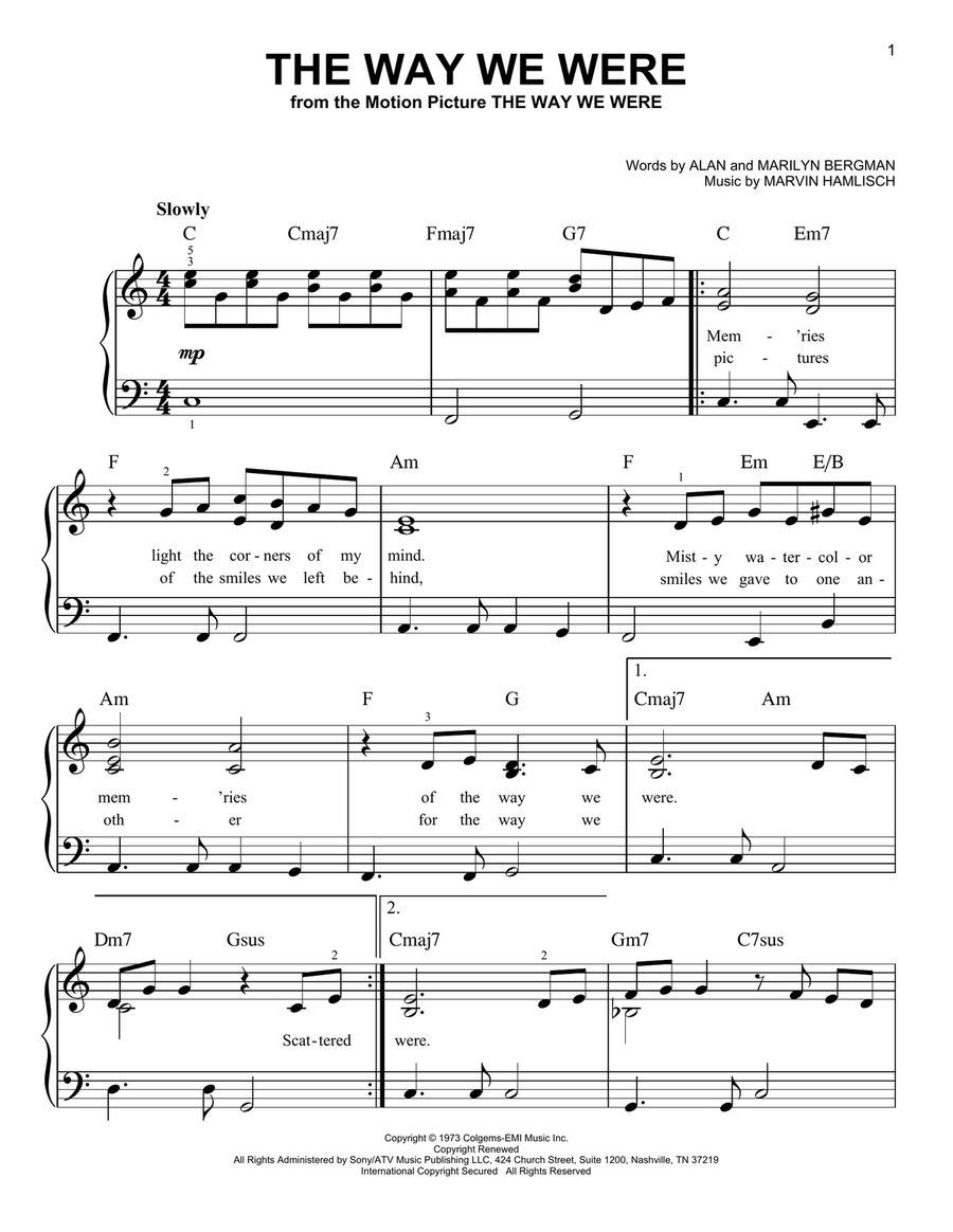 The Way We Were The Way We Were Voice scores gallery preview page 1