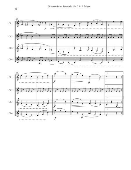 Brahms Scherzo from Serenade #2 for Clarinet Quartet image number null