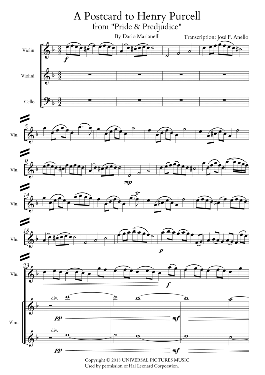 A Postcard To Henry Purcell String Quintet scores gallery preview page 1