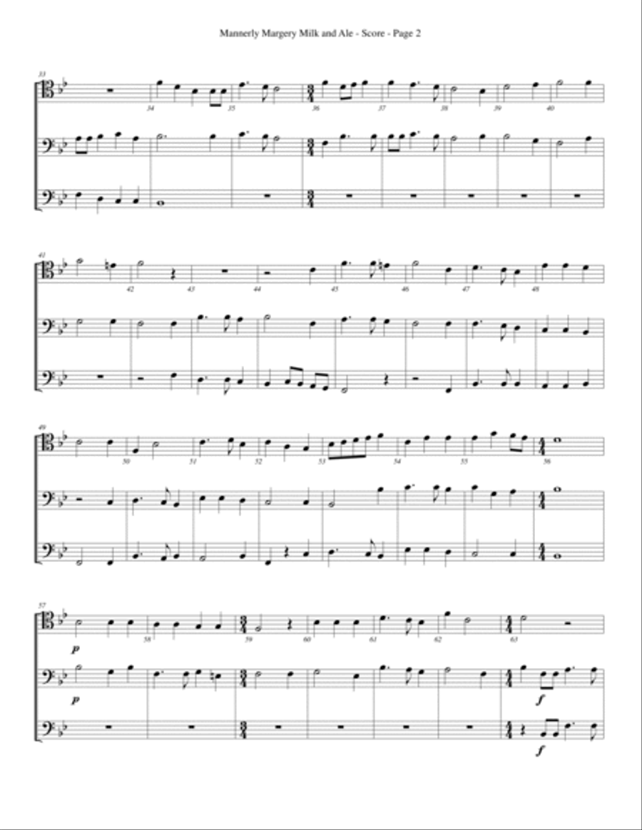 Mannerly Margery Milk and Ale for Trombone or Low Brass Trio Trombone Trio scores gallery preview page 2