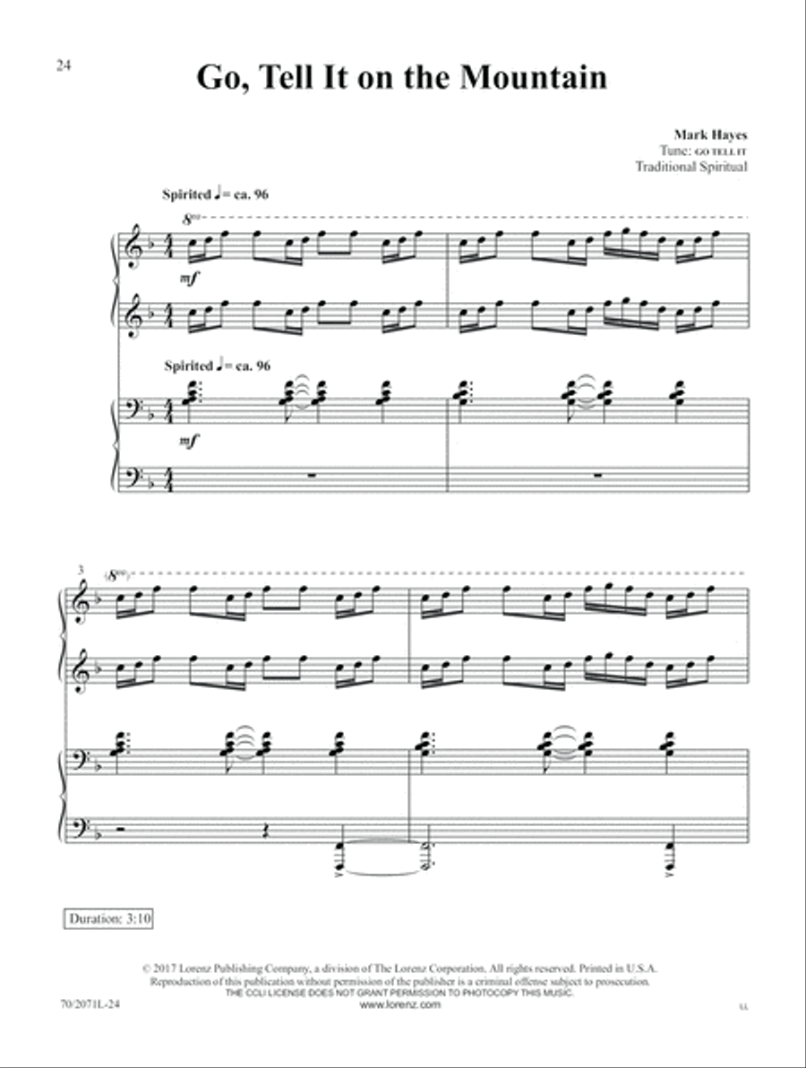 Go, Tell It on the Mountain Piano Duet scores gallery preview page 11