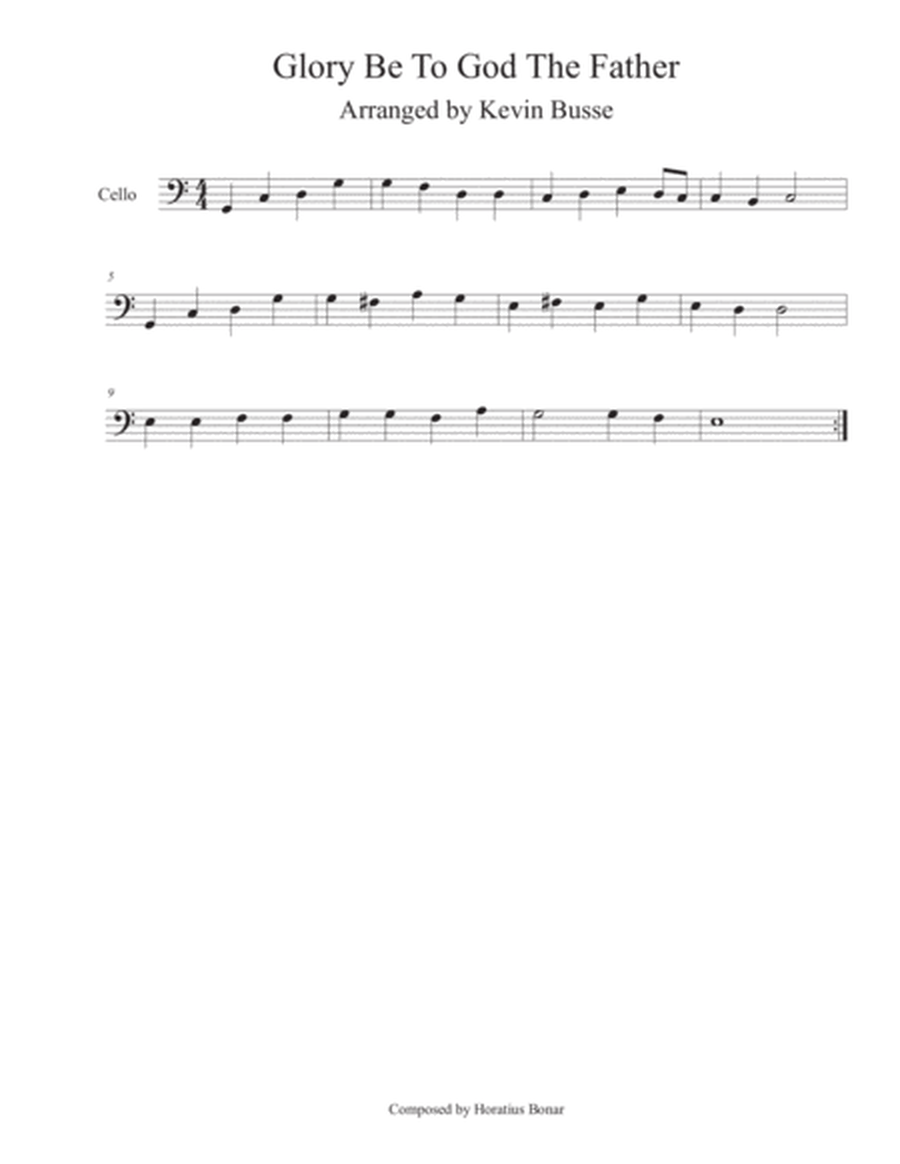 Glory Be To God The Father (Easy key of C) - Cello image number null