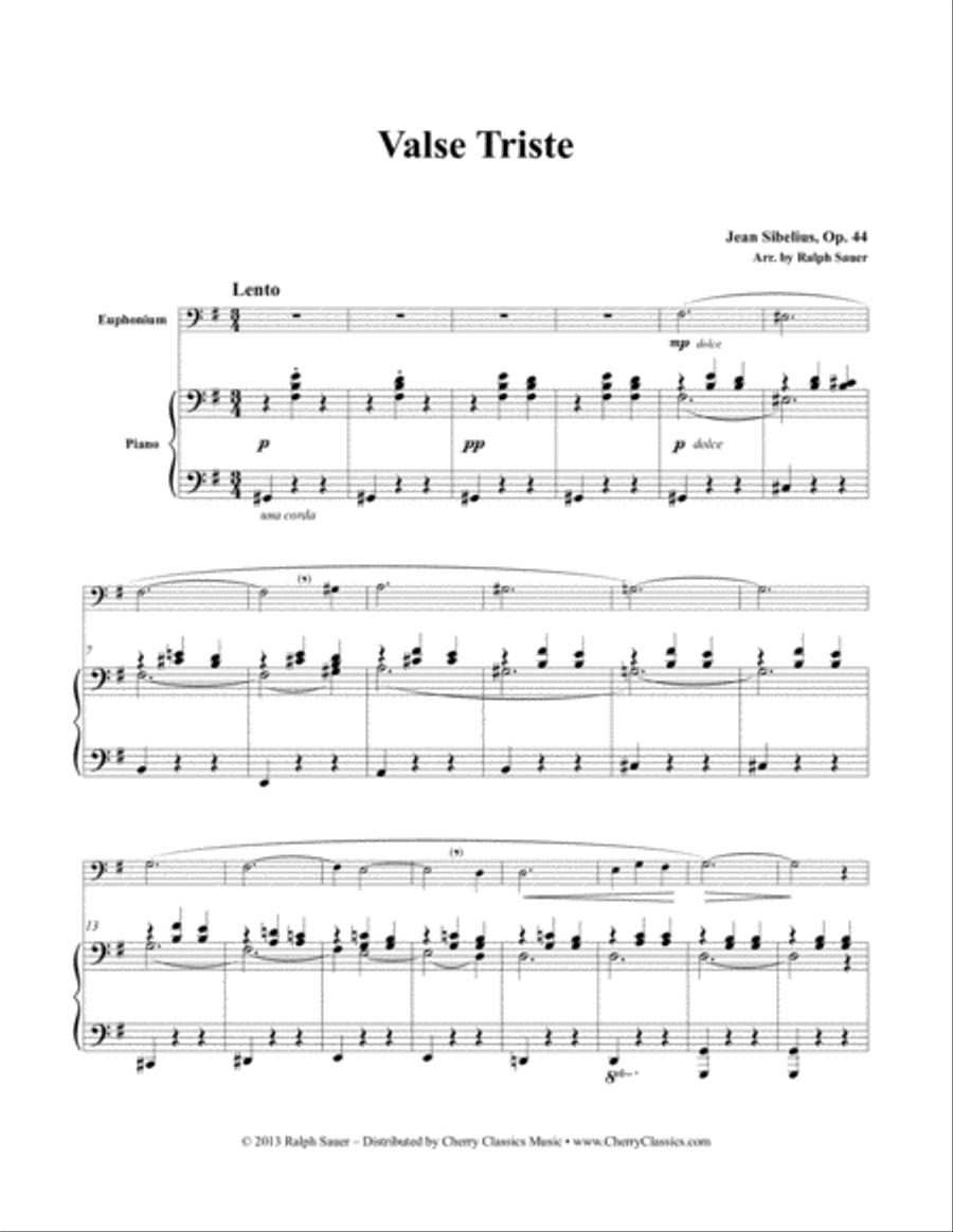 Valse Triste for Euphonium & Piano Euphonium scores gallery preview page 4