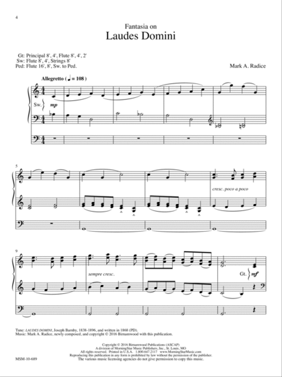 Fantasia on Laudes Domini Organ scores gallery preview page 1