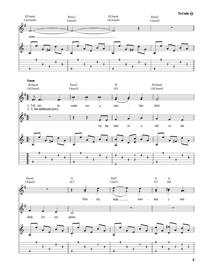 Scarborough Fair/Canticle Acoustic Guitar scores gallery preview page 3