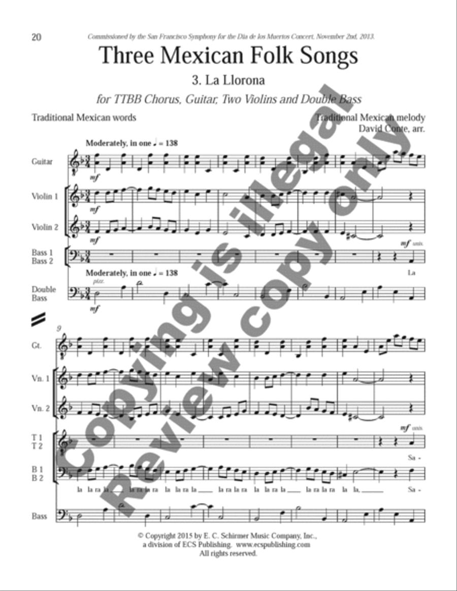 Three Mexican Folk Songs (TTBB Full Score) TTBB scores gallery preview page 19