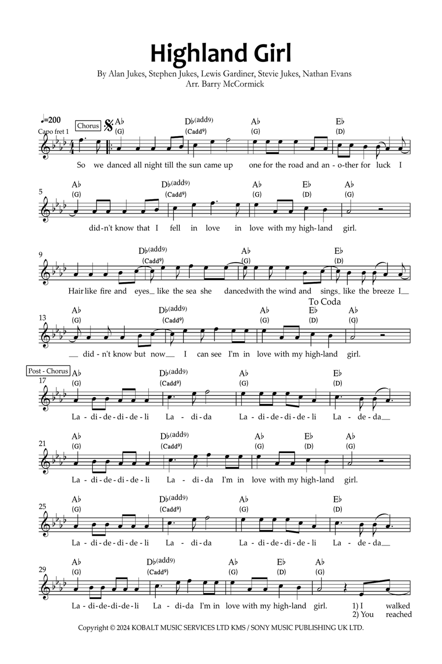 Highland Girl Piano scores gallery preview page 1