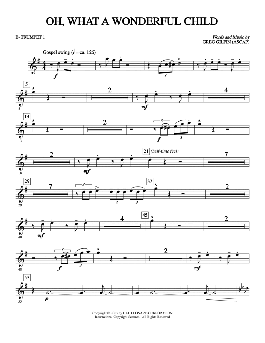 Oh, What a Wonderful Child - Bb Trumpet 1 Choir scores gallery preview page 1