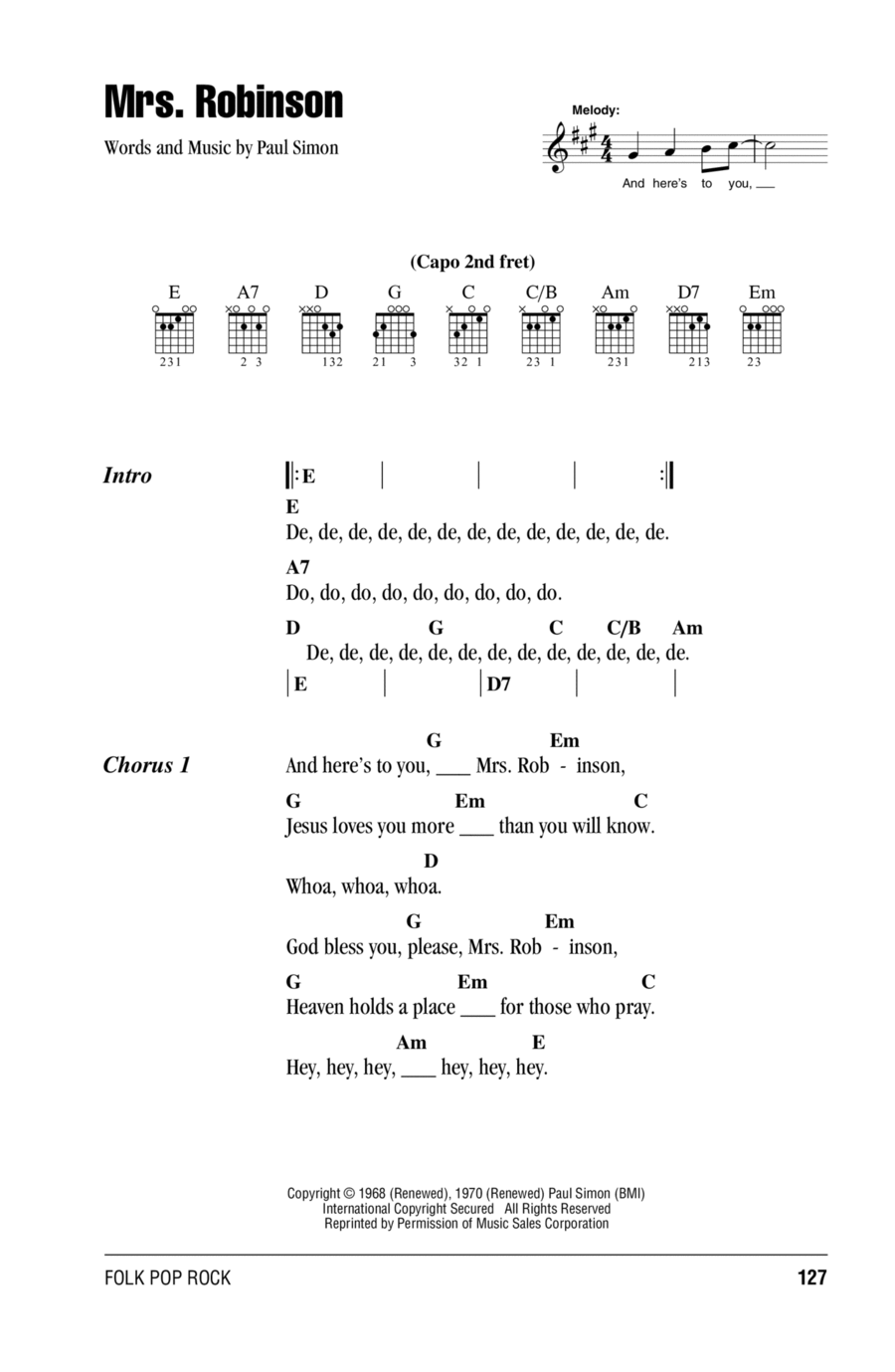 Mrs. Robinson Acoustic Guitar scores gallery preview page 1