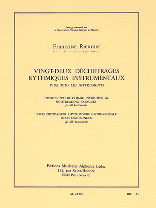 Book cover for 22 Dechiffrages Rythmiques Instrumentaux (all Instruments)