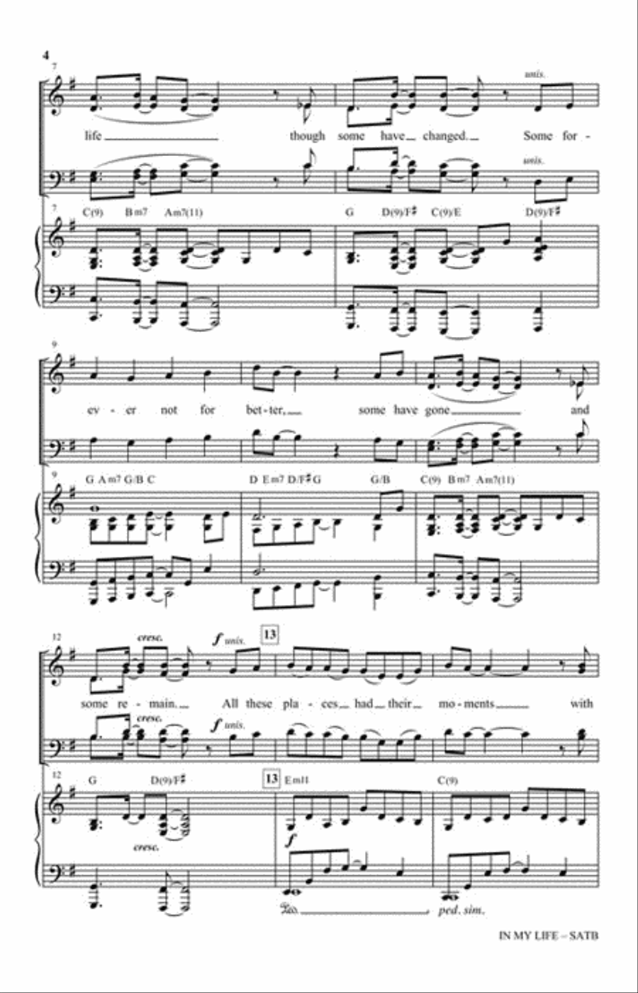 In My Life In My Life 4-Part scores gallery preview page 3