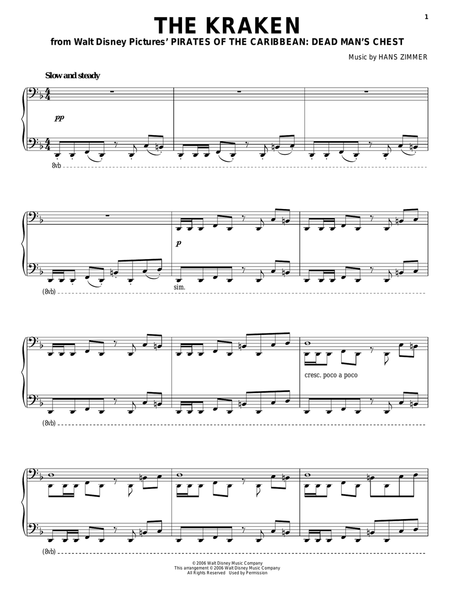 The Kraken The Kraken Piano Solo scores gallery preview page 1