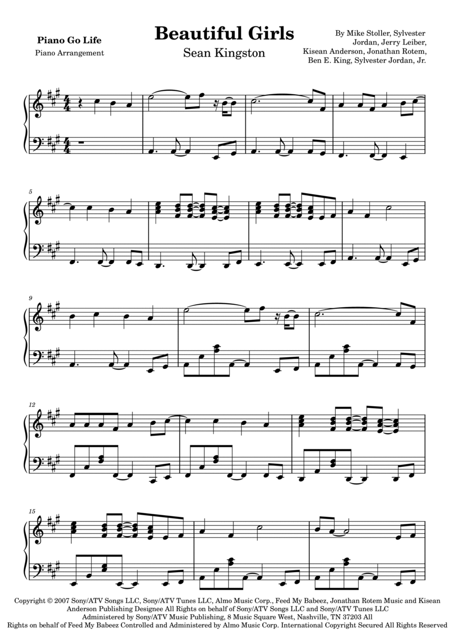 Beautiful Girls Piano Solo scores gallery preview page 1