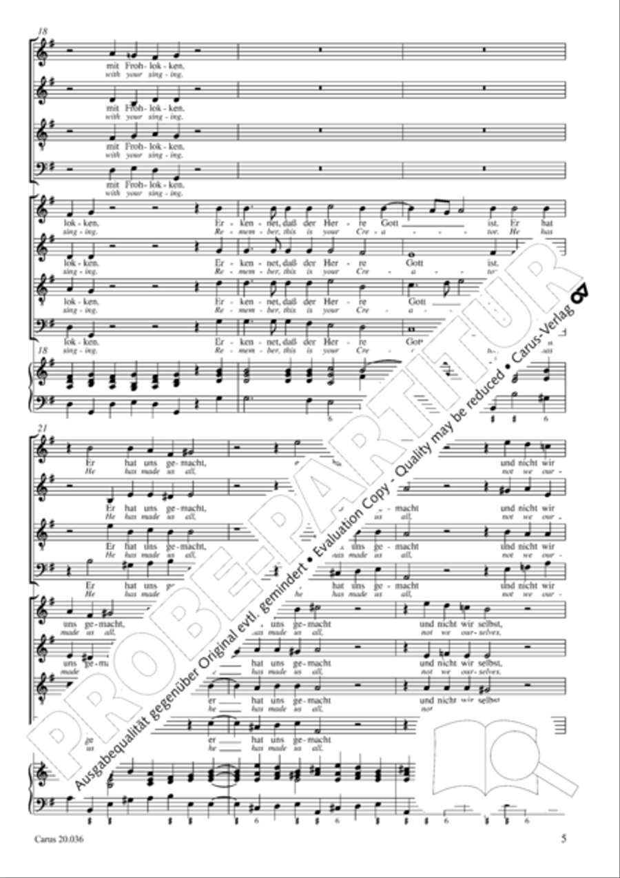 Shout to the Lord, all the earth (Jauchzet dem Herren, alle Welt) 4-Part scores gallery preview page 6