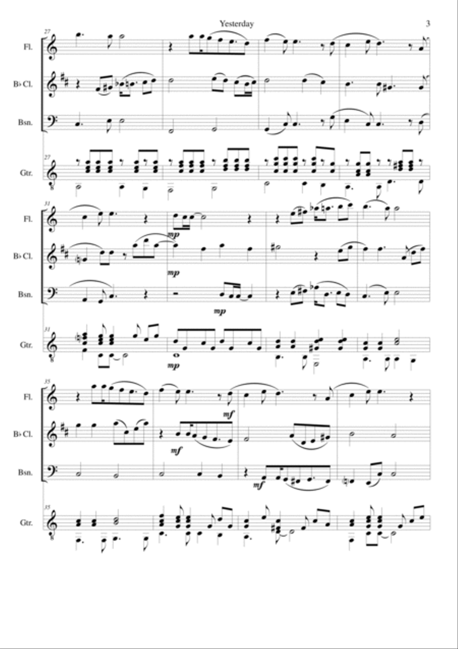Yesterday Flute scores gallery preview page 3
