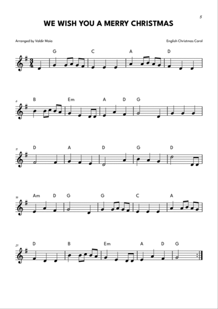 20 Christmas Carols (+ CHORDS) - For any C instrument C Instrument scores gallery preview page 5