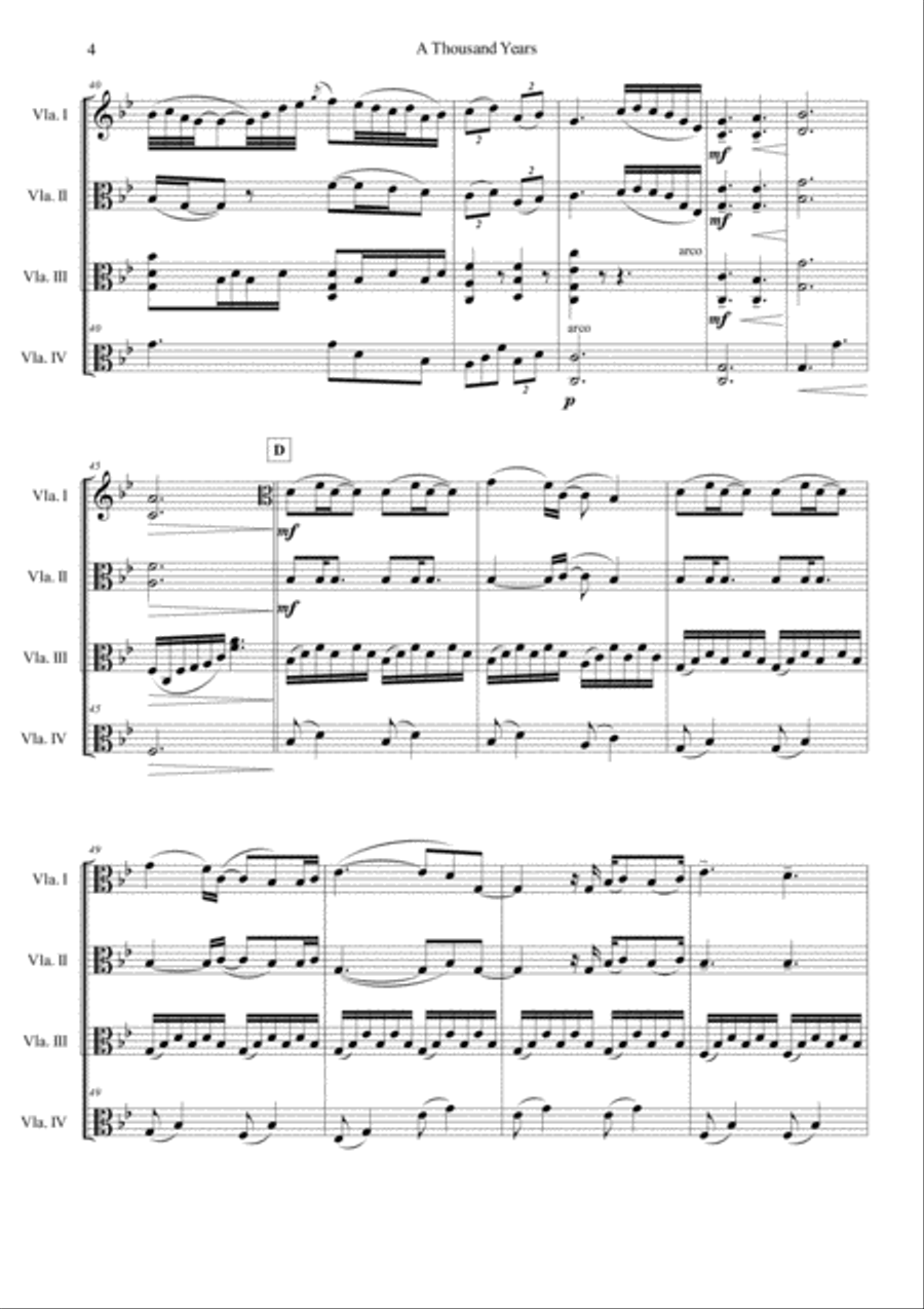 A Thousand Years A Thousand Years String Quartet scores gallery preview page 4