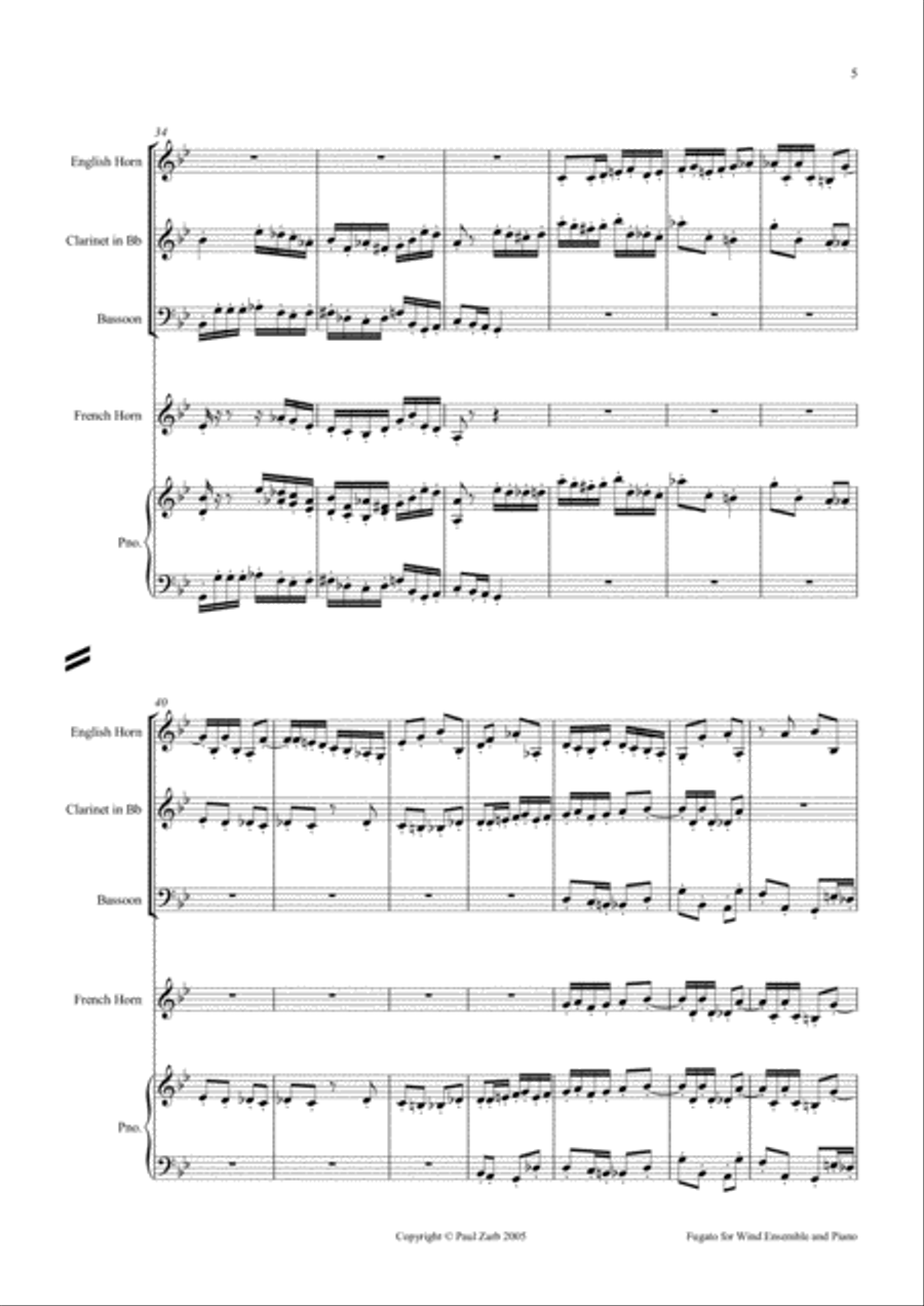 Fugato for Wind Ensemble and Piano Small Ensemble scores gallery preview page 5