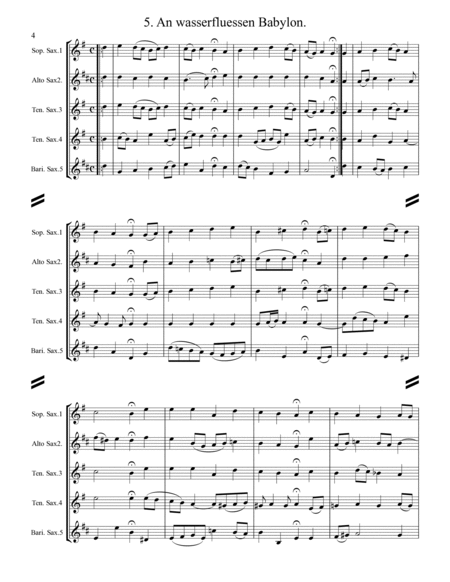 Bach Four-Part Chorales - 36 in Set (for Saxophone Quintet SATTB or AATTB) image number null