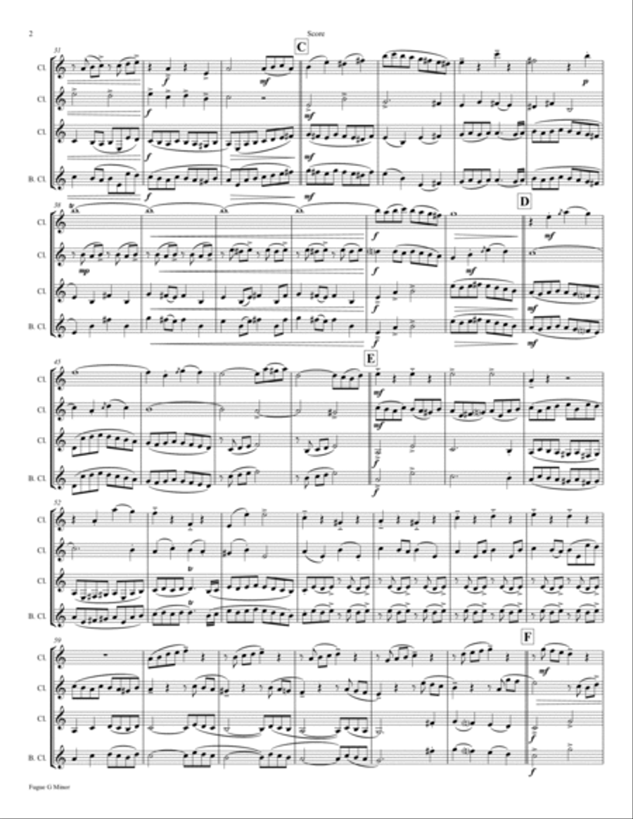 Fugue G Minor - (the 'little') - BWV 578 - Swing - Clarinet Trio Clarinet Trio scores gallery preview page 2