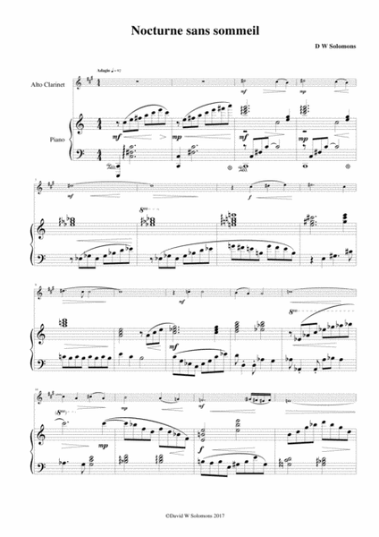 Nocturne sans sommeil (Sleepless nocturne) for alto clarinet and piano image number null