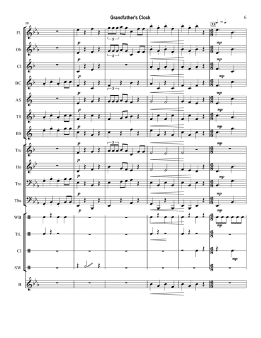 Grandfather’s Clock with Hickory Dickory Dock Concert Band scores gallery preview page 6