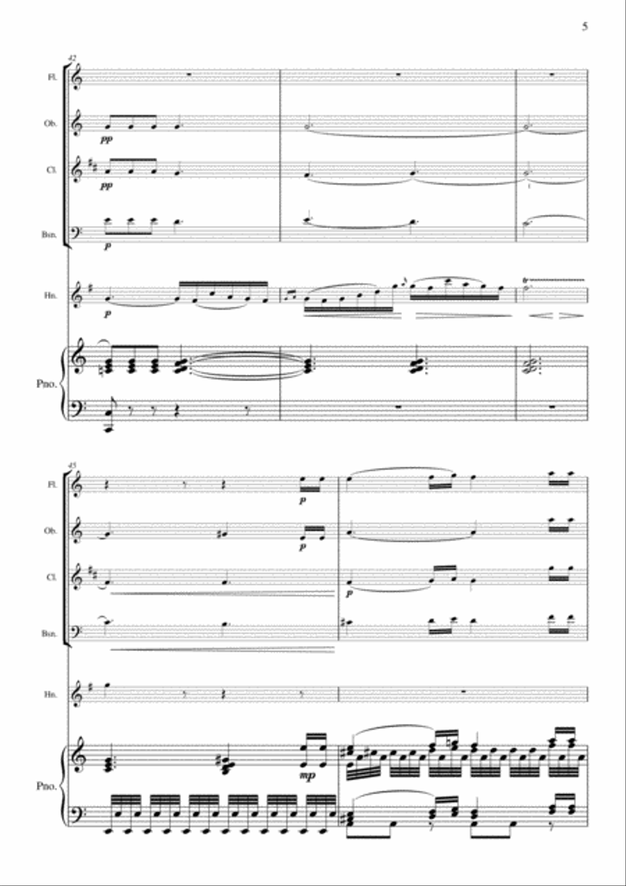 Andante from Mendelssohn’s Violin Concerto // Piano Sextet (with solo French Horn) Chamber Orchestra scores gallery preview page 5