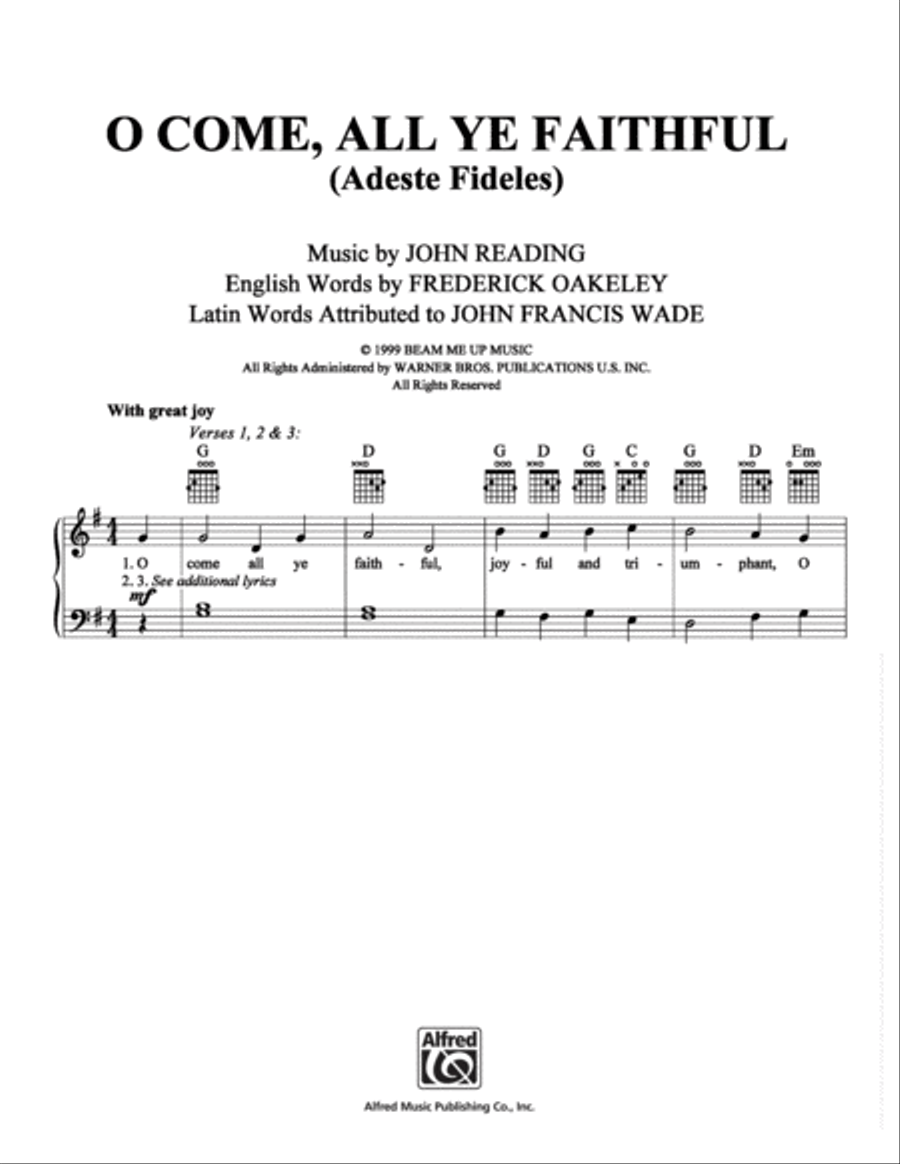 O Come, All Ye Faithful Piano, Vocal, Guitar scores gallery preview page 1