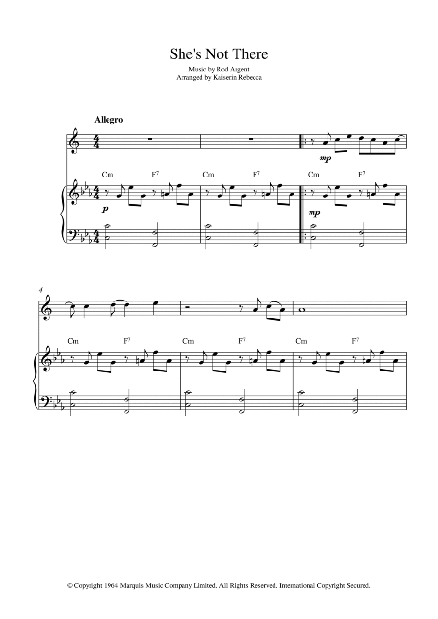 She's Not There Alto Saxophone scores gallery preview page 1