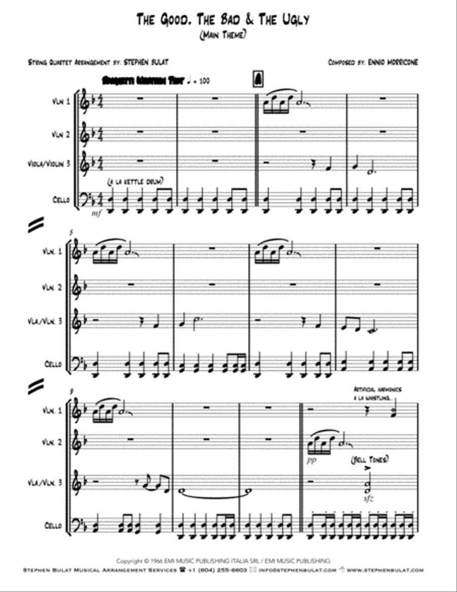The Good, The Bad And The Ugly (main Title) String Quartet scores gallery preview page 2