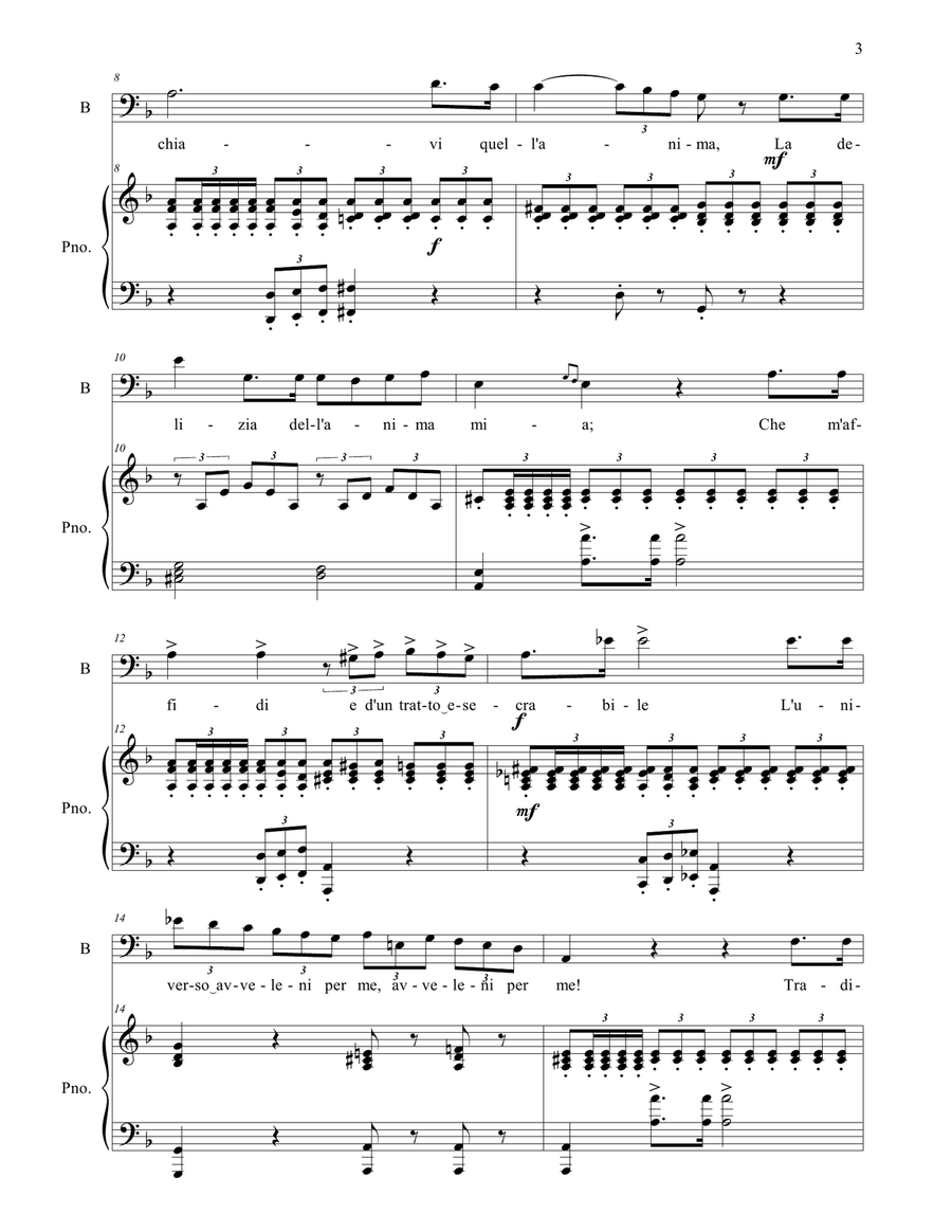 ERI TU CHE MACCHIAVI - G. Verdi - From Il ballo in maschera - For Bariton and Piano Baritone Horn TC scores gallery preview page 3