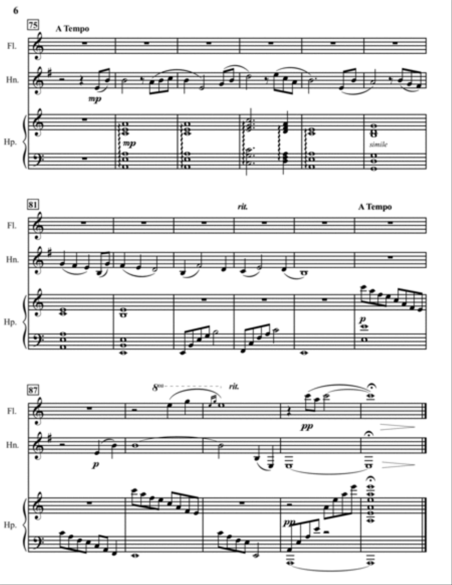 Song of the Forest - Trio for Flute, Horn and Harp Revised Version Flute scores gallery preview page 6