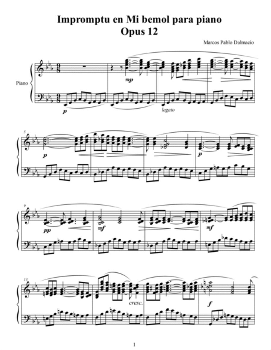 Impromptu en Mi bemol para piano Opus 12 (Spanish edition) Piano Solo scores gallery preview page 4