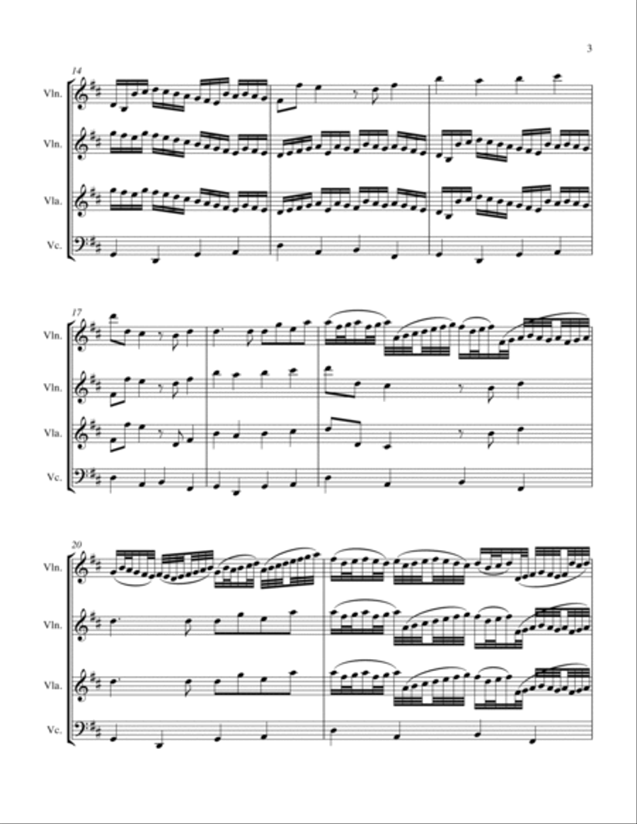 CANON IN D String Trio, Intermediate Level for 2 violins and cello or violin, viola and cello String Trio scores gallery preview page 5