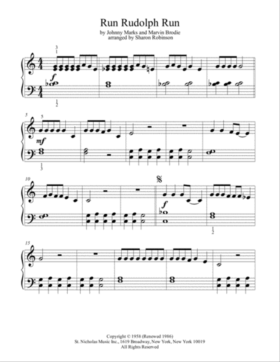 Run Rudolph Run Easy Piano scores gallery preview page 2