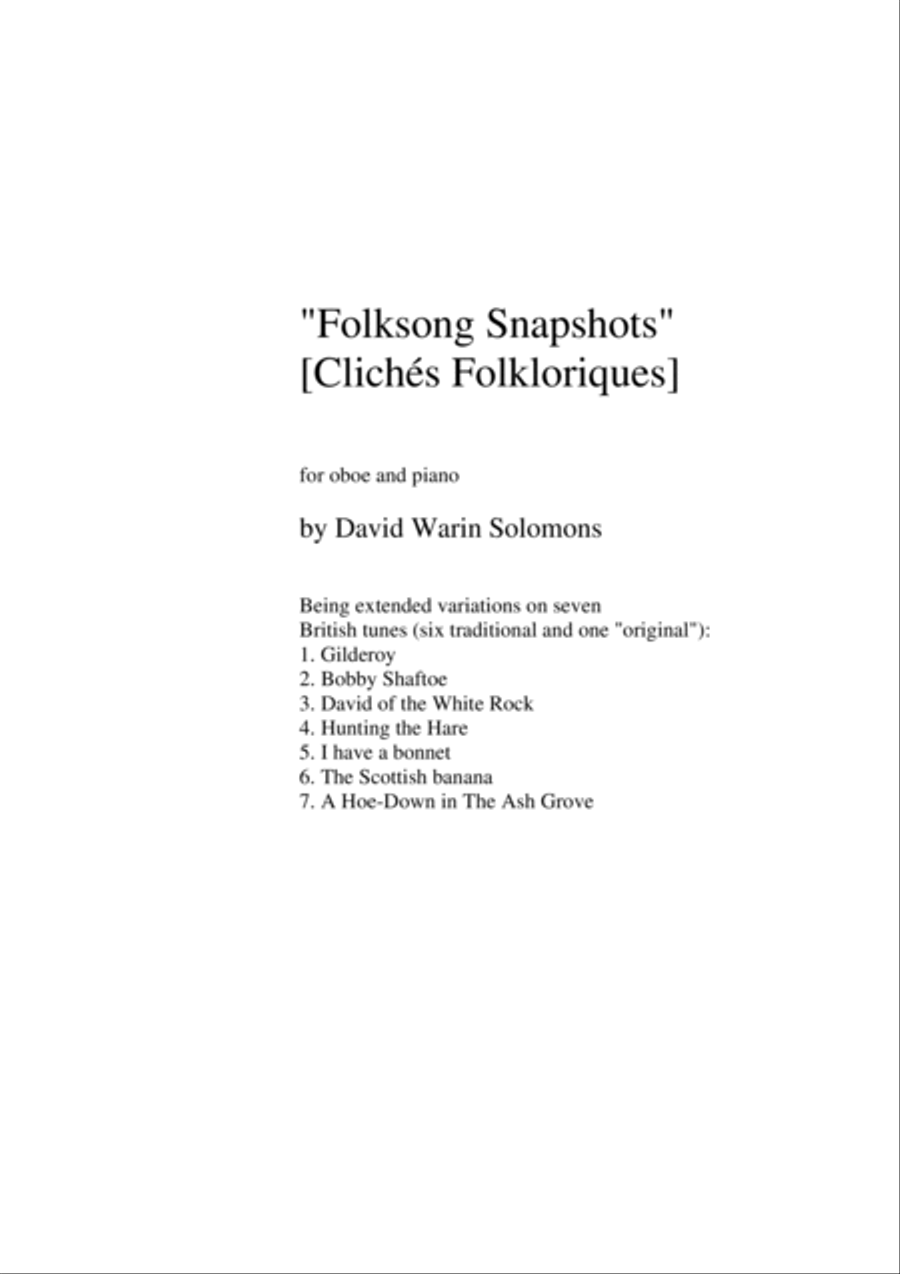 Folk Song Snapshots for Oboe and Piano image number null