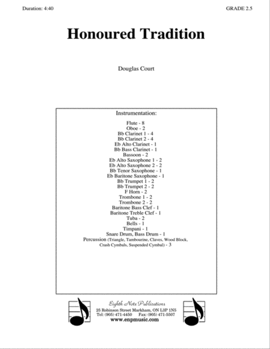 Honoured Tradition: Score Concert Band scores gallery preview page 1