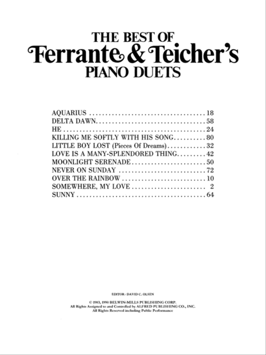 The Best of Ferrante & Teicher's Piano Duets Small Ensemble scores gallery preview page 2