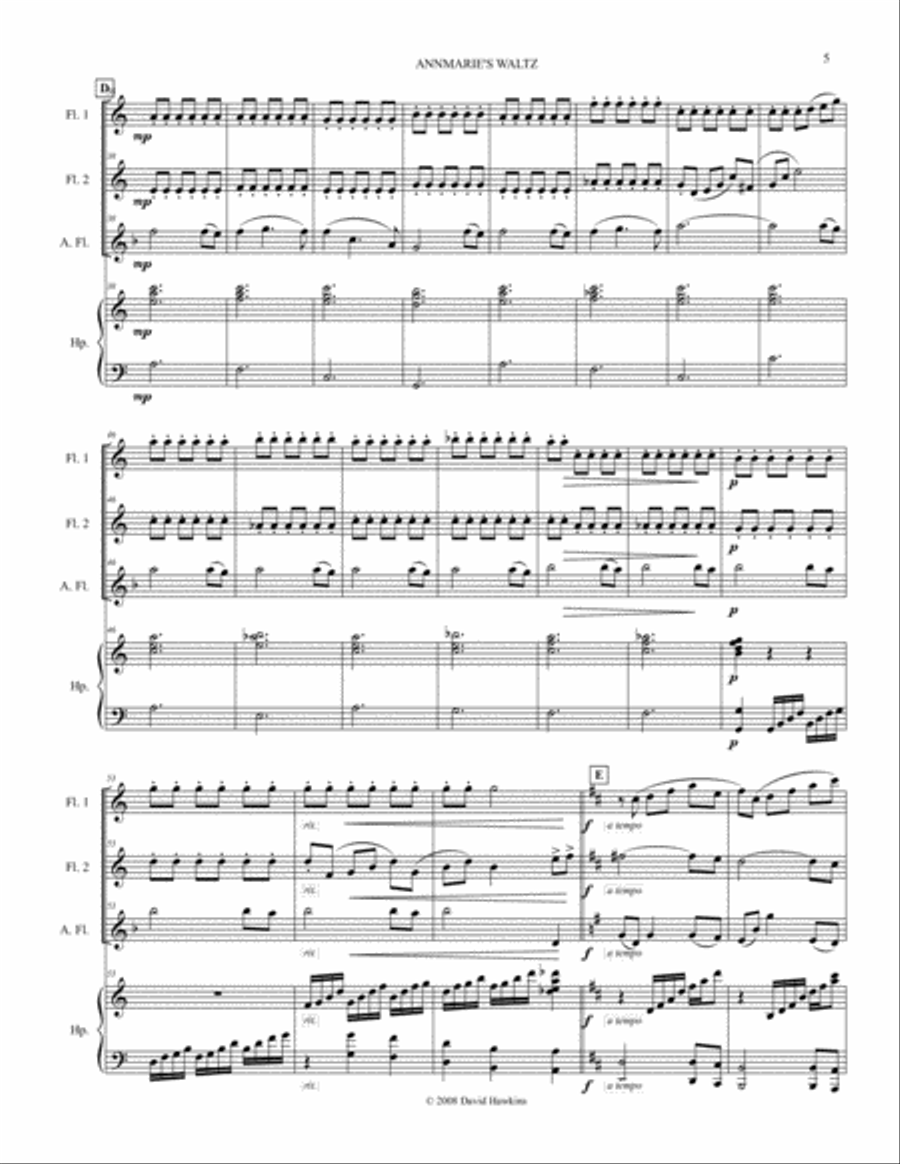 AnnMarie's Waltz (2 flutes, alto flute and harp) image number null