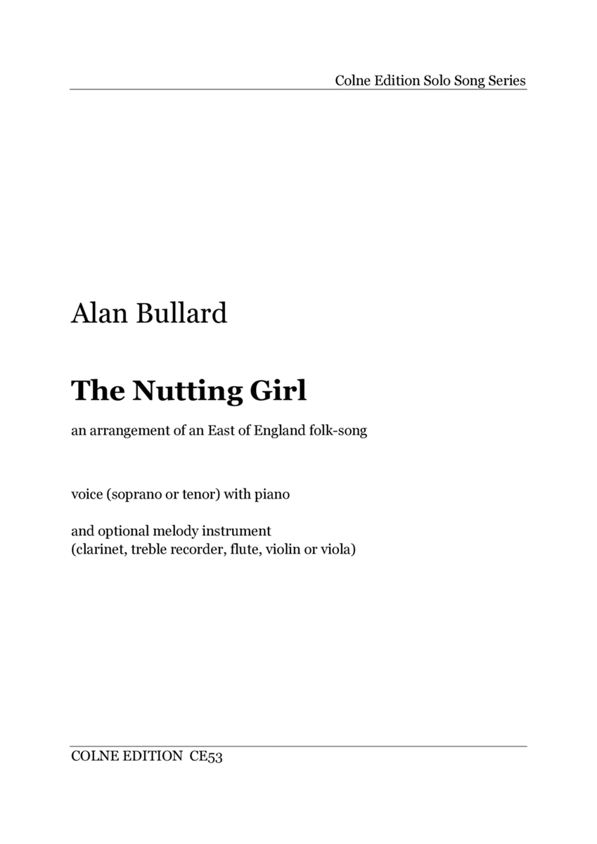 The Nutting Girl (folk-song arranged for upper voice, piano and optional melody instrument) image number null