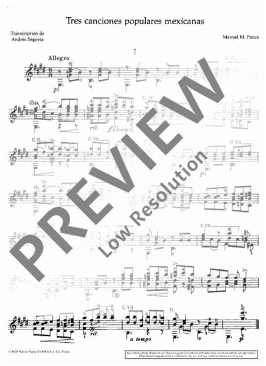 Tres canciones populares mexicanas Classical Guitar scores gallery preview page 4
