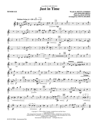 Book cover for Just In Time (from Bells Are Ringing) (arr. Steve Zegree) - Tenor Sax