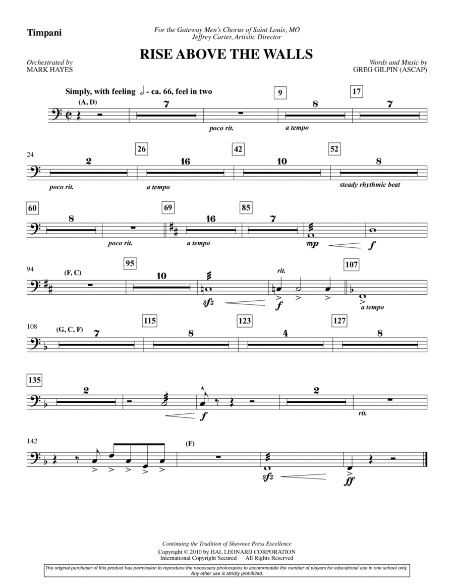 Rise Above The Walls - Timpani Choir scores gallery preview page 1