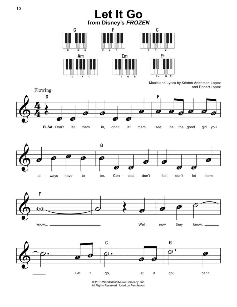 Let It Go (from Frozen) Easy Piano scores gallery preview page 1