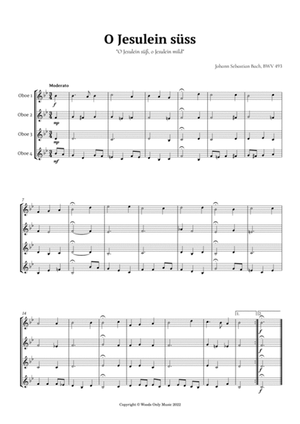O Jesulein süss by Bach for Oboe Quartet image number null